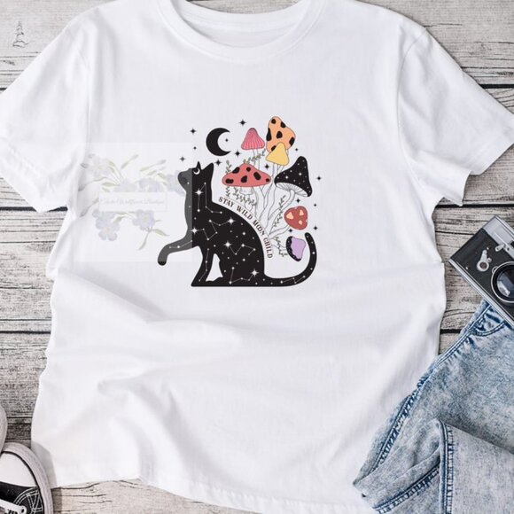 Handmade Tops - Stay Wild Moon Child Graphic Tee Shirt